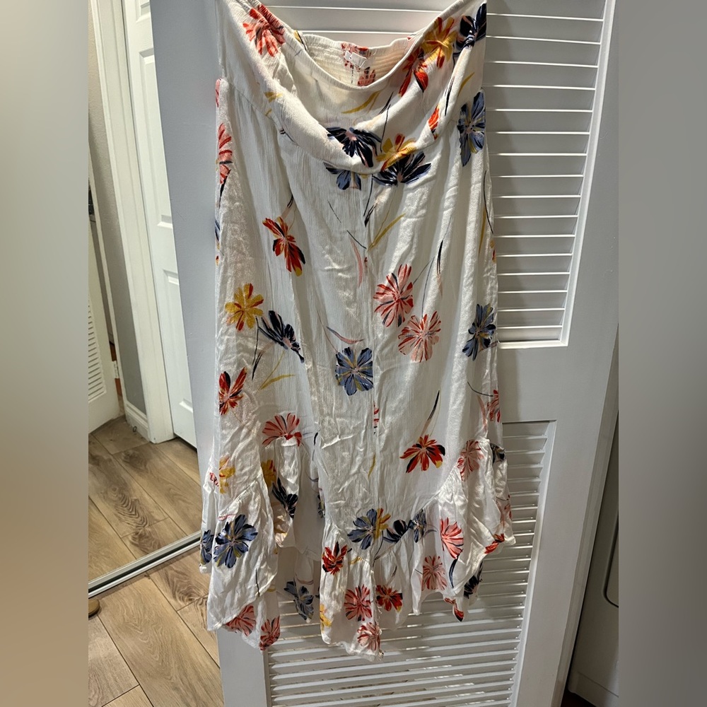O’Neill Strapless Floral Print Cream Dress